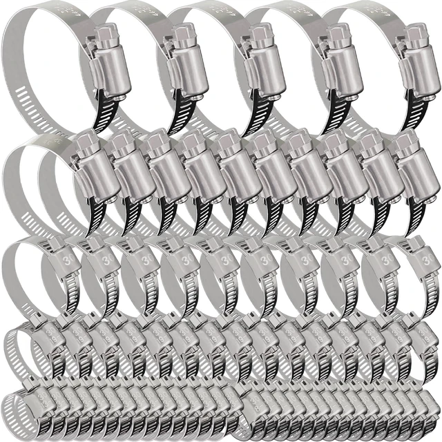 Main image of 70 Pack Stainless Steel Hose Clamp Adjustable Assortment Kit, 8-64mm Worm Gear Drive Hose Clamps Metal Fuel Line Pipe Clamps for Plumbing, Tube, Mechanical, Automotive, Garden and Home Applications
