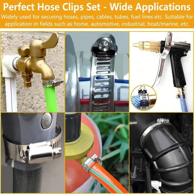 Alt view image 6 of 6 - 70 Pack Stainless Steel Hose Clamp Adjustable Assortment Kit, 8-64mm Worm Gear Drive Hose Clamps Metal Fuel Line Pipe Clamps for Plumbing, Tube, Mechanical, Automotive, Garden and Home Applications
