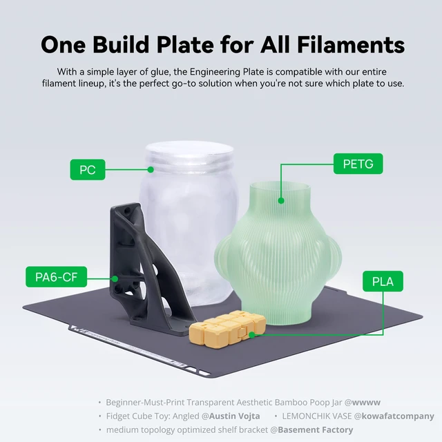 Alt view image 3 of 7 - Bamboo Original Engineering Plate 257x257mm Double Sided Smooth PEI Build Plate for Bambu Lab P1S/P1P/P2S/X1C/X1E/A1/X2D 3D Printer,Upgrade PEI Build Plate Removal Spring Steel Sheet