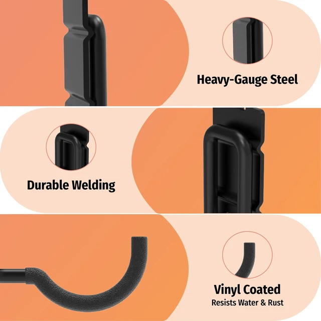 Alt view image 3 of 6 - 8 Pack Double Arm Round Pegboard Hooks for 1/4 Inch Pegboard Tool Holders with 30 lb Capacity, Vinyl Coated Steel Hangers for Garage, Workshop, Drills, Hammers and Cords