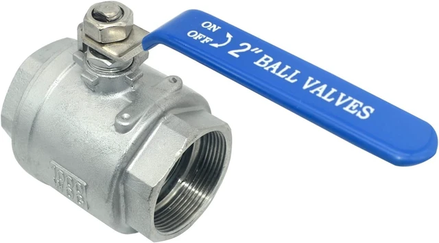 Alt view image 3 of 6 - 316 Stainless Steel 1/8"~3" Full Port Ball Valve with Blue Vinyl Handle, NPT Female x Female Thread,1000 WOG (2PCS 2")
