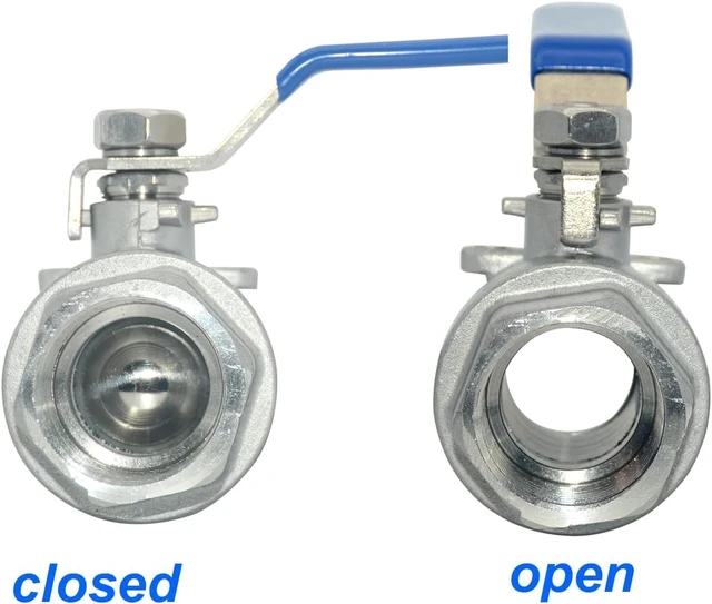 Alt view image 6 of 6 - 316 Stainless Steel 1/8"~3" Full Port Ball Valve with Blue Vinyl Handle, NPT Female x Female Thread,1000 WOG (2PCS 2")