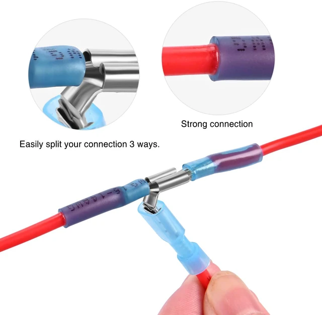 Alt view image 6 of 7 - 140PCS Heat Shrink Piggy Back Spade Terminals Connectors Assortment Kit 22-16/16-14/12-10 AWG Quick Splice Crimp for Auto Cars Trucks Boats and 12V Accessories
