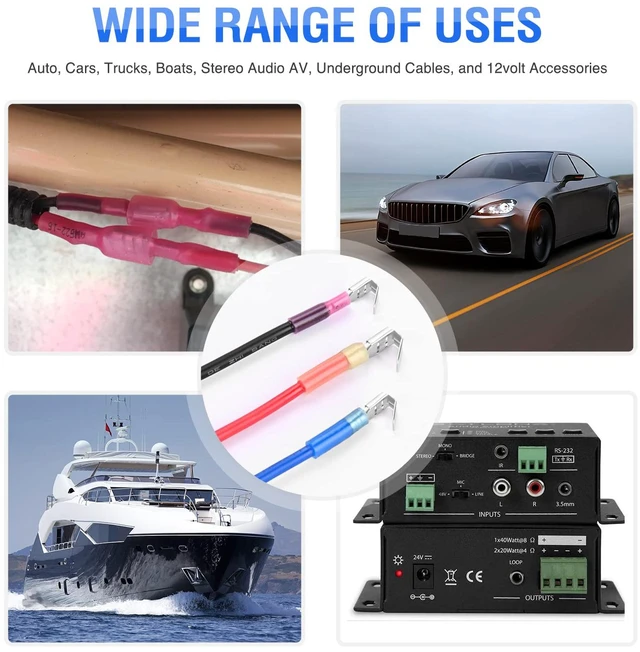 Alt view image 7 of 7 - 140PCS Heat Shrink Piggy Back Spade Terminals Connectors Assortment Kit 22-16/16-14/12-10 AWG Quick Splice Crimp for Auto Cars Trucks Boats and 12V Accessories