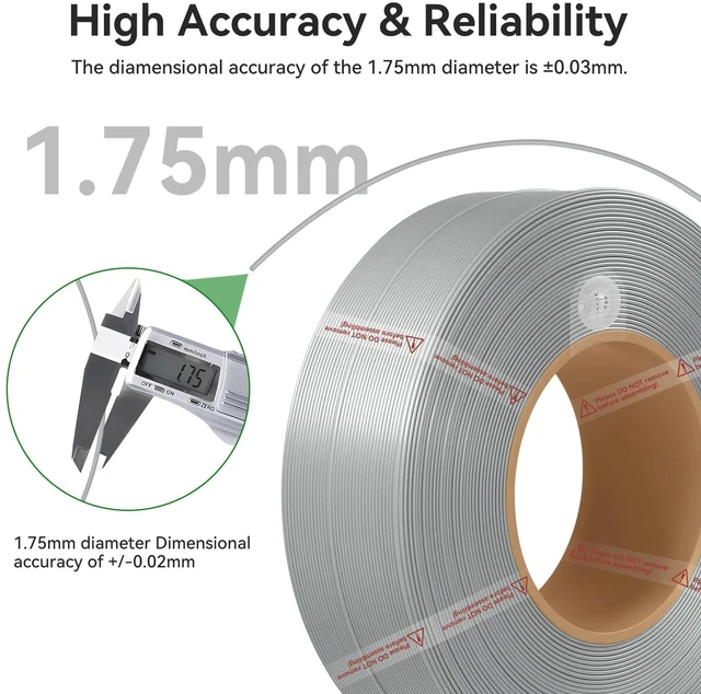 Alt view image 4 of 7 - Bamboo PLA Basic Refill Filament 1.75mm 1 KG (2.2lbs) with RFID for Bambu Lab A1/X1/P1 Series 3D Printers,Easy to Print, 3D Printing Filament,No Spool, +/- 0.03mm (Jade White 10100)