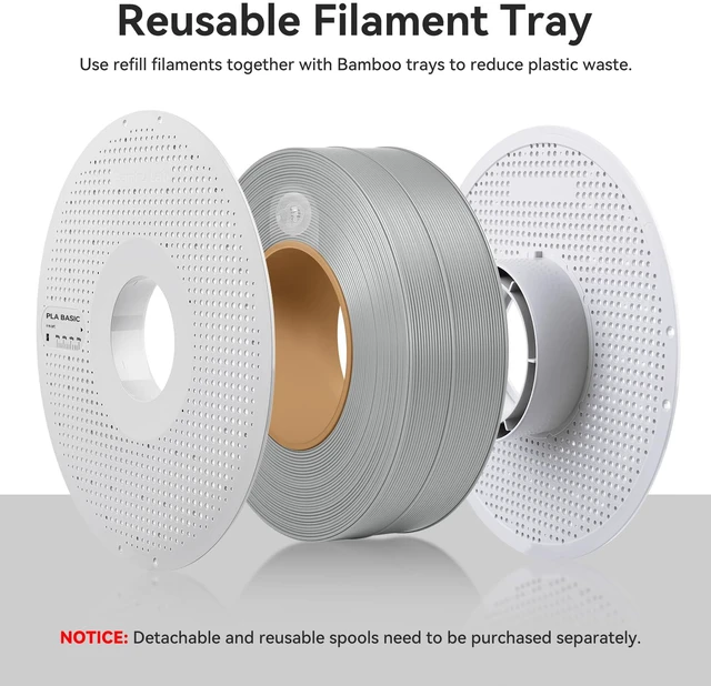 Alt view image 5 of 7 - Bamboo PLA Basic Refill Filament 1.75mm 1 KG (2.2lbs) with RFID for Bambu Lab A1/X1/P1 Series 3D Printers,Easy to Print, 3D Printing Filament,No Spool, +/- 0.03mm (Jade White 10100)
