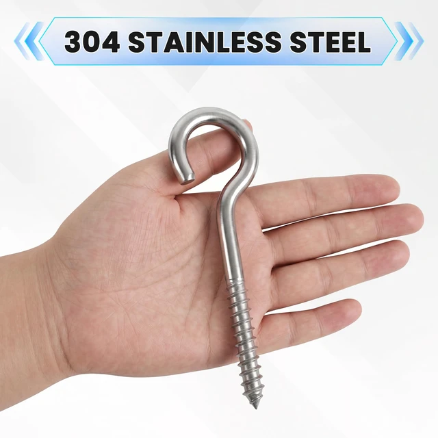 Alt view image 3 of 7 - 12 Pack 5 Inch Eye Bolts M8 Screw in Hooks,304 Stainless Steel Screw-in HooksMetal Ceiling Hooksfor Hanging Plants, Yoga, Lighting fixtures, Indoor and Outdoor use (12, M8-5inch)