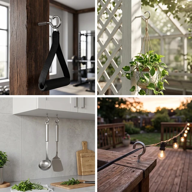 Alt view image 6 of 7 - 12 Pack 5 Inch Eye Bolts M8 Screw in Hooks,304 Stainless Steel Screw-in HooksMetal Ceiling Hooksfor Hanging Plants, Yoga, Lighting fixtures, Indoor and Outdoor use (12, M8-5inch)