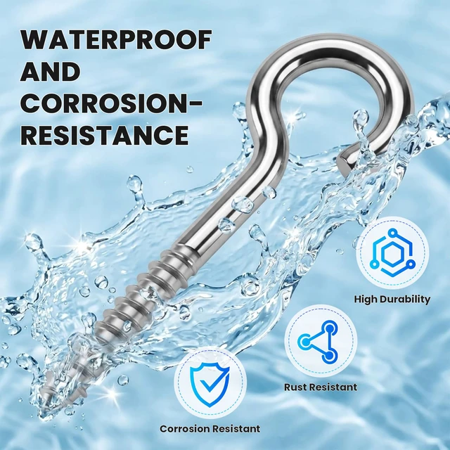 Alt view image 5 of 7 - 12 Pack 5 Inch Eye Bolts M8 Screw in Hooks,304 Stainless Steel Screw-in HooksMetal Ceiling Hooksfor Hanging Plants, Yoga, Lighting fixtures, Indoor and Outdoor use (12, M8-5inch)