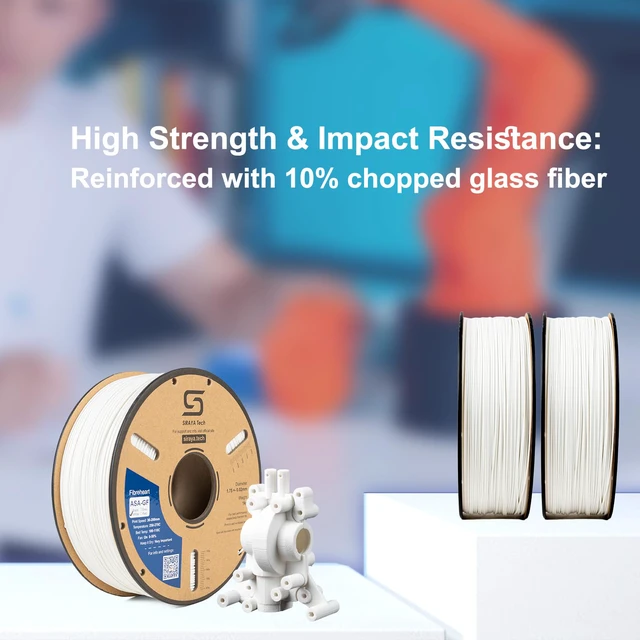 Alt view image 3 of 6 - Fibreheart ASA-GF 3D Printer Filament, White, 1kg 10% Glass Fiber Reinforced, Superior Weather & UV Resistance, High Strength & Thermal Stability for Outdoor