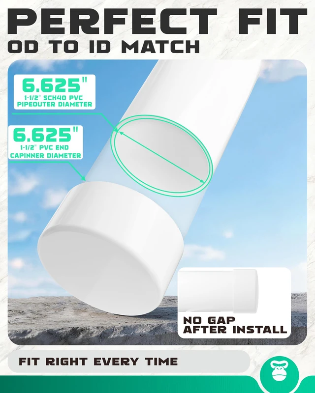 Alt view image 3 of 7 - 6 Inch PVC Cap, Fits Standard 6.625 in OD SCH 40 Pipe, 2 Pcs Furniture Grade White PVC End Caps for Clean Secure Pipe Closure, DIY Furniture, Garden Irrigation, Plumbing