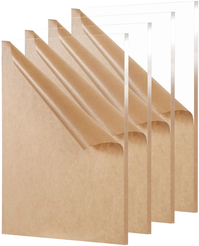 Main image of Clear Cast Acrylic Sheet 12" x 16" x 1/4" Thick (6mm), Pack of 4 Plexiglass Board; for Craft Project, Signage, Laser Cutting, Engraving, Home Decor