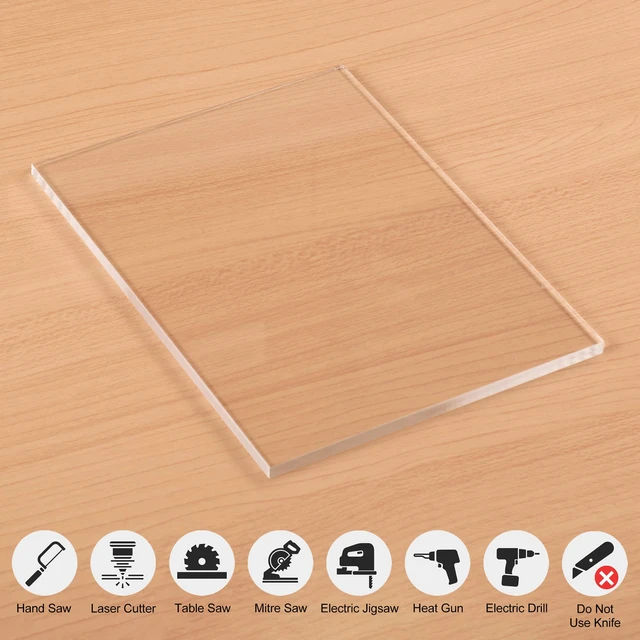 Alt view image 5 of 7 - Clear Cast Acrylic Sheet 12" x 16" x 1/4" Thick (6mm), Pack of 4 Plexiglass Board; for Craft Project, Signage, Laser Cutting, Engraving, Home Decor