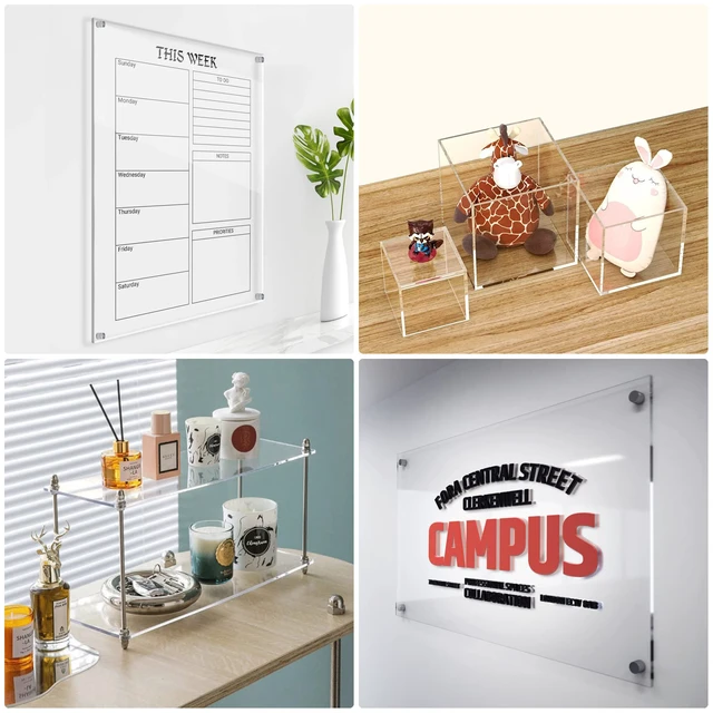 Alt view image 7 of 7 - Clear Cast Acrylic Sheet 12" x 16" x 1/4" Thick (6mm), Pack of 4 Plexiglass Board; for Craft Project, Signage, Laser Cutting, Engraving, Home Decor