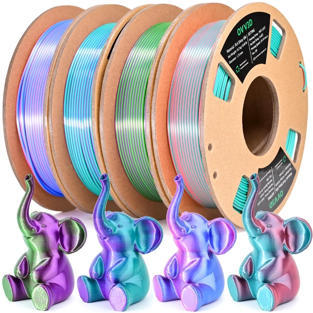 Alt view image 7 of 7 - OVV3D PLA 3D Printer Filament Bundle, Dual Color Filament Silk PLA 1.75 PLA Filament 1.75mm Bundle, Dual Color Filament, Pastel 3D Filament, Silk PLA, 3D Printing Filament +/-0.02mm, 200g X 4 pack