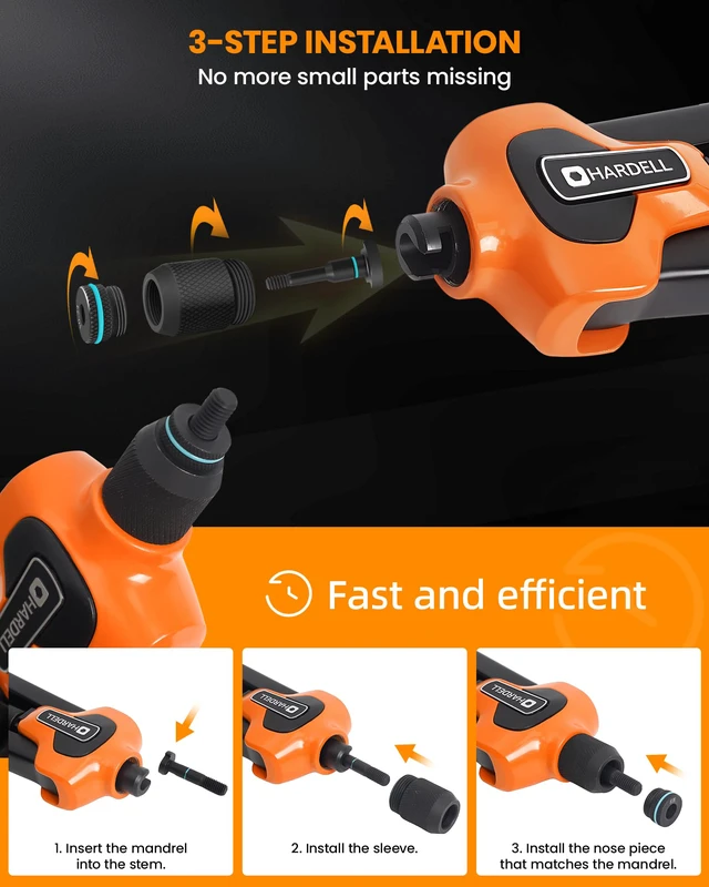 Alt view image 7 of 7 - Rivet Nut Tool Kit, 14" Rivnut Tool with 80 Rivet Nuts & 6 Mandrel M6, M8, M10, 1/4-20, 5/16-18, 3/8-16 | Fast-Change | Color-Coded | Durable Rugged Case | For DIYer, Hobbyist, home mechanic