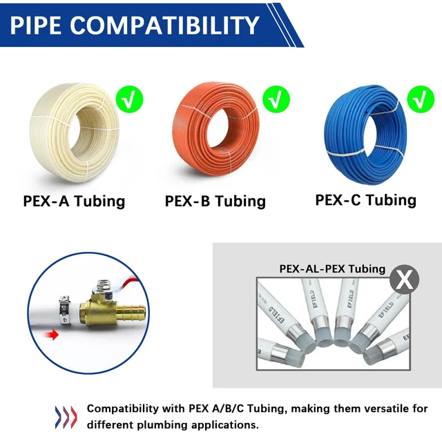 Alt view image 4 of 7 - 3/4" PEX Ball Valve, 12-Pack Crimp Full Port Shut-Off Brass Hot/Cold Water Lead-free brass, 400 PSI. Full port, 90° turn. Fits PEX A/B/C crimp & clamp. 6 red + 6 blue handles ID hot/cold
