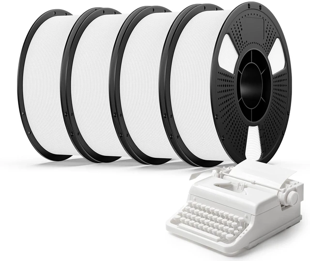 Main image of Hyper PLA+ 3D Printer Filament Bundle 4kg, 400mm/s Rapid PLA+ 1.75mm Great Toughness 3D Printing Filament, Compatible with Most FDM 3D Printers, Individually Vacuum Packed, 1kg*4, Jade White*4