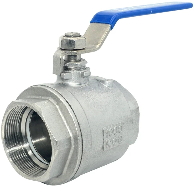 Main image of 2" NPT Female 316 Stainless Steel Full Port Ball Valve Vinyl Handle WOG1000
