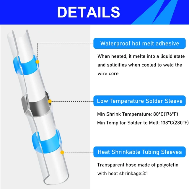 Alt view image 5 of 7 - 532PCS Heat Shrink Solder Seal Wire Connectors Kit with Mini Heat Gun, Solder Stick Wire Connectors Waterproof Wire Electrical Connector Kit for Marine, Automotive, Boat, Truck (26-6 Gauge)