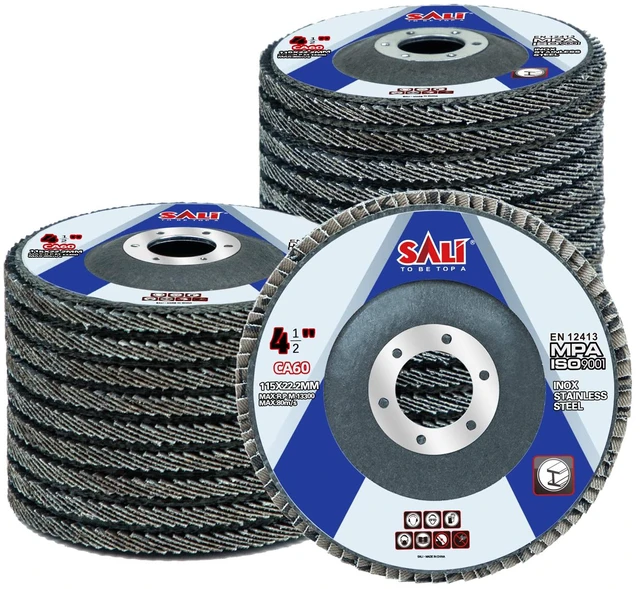 Main image of 24 Pack Flap Disc 60 Grit 4.5" x 7/8-Inch Sanding Disc Bevel Type #29 Premium and Industrial Grade Angle Grinder Grinding Wheel High Performance Edge Grinding