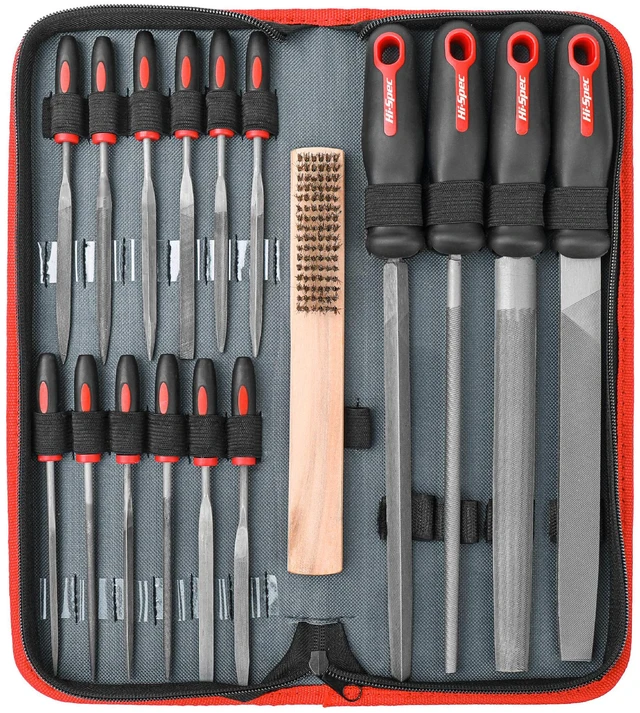 Main image of Metal Hand & Needle File Tool Kit Half-Round Round & Triangle Files 17pc, 8in/200mm, everyday fixes made easier, organized portable storage, beginner-friendly selection, neat layout, quick prep