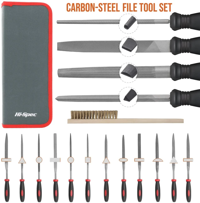 Alt view image 2 of 7 - Metal Hand & Needle File Tool Kit Half-Round Round & Triangle Files 17pc, 8in/200mm, everyday fixes made easier, organized portable storage, beginner-friendly selection, neat layout, quick prep
