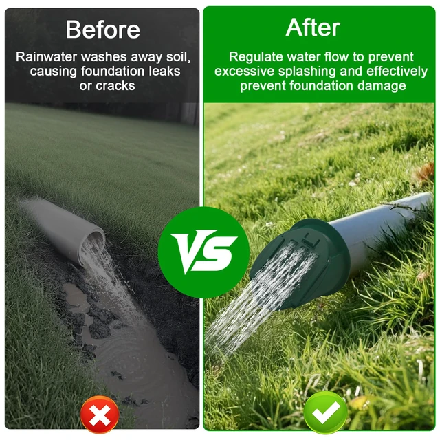 Alt view image 3 of 7 - 2 Pack 4" Slope Drainage Grate Cover, Rain Diverter, Drainage Grate Yard Drain, Drain Emitter for Sump Pump Discharge & Downspout Extensions, Fit 4" SCH 40, 4" SDR 35, 4" Corrugated Pipe-Green