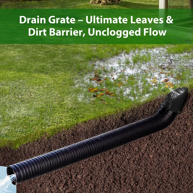 Alt view image 7 of 7 - 2 Pack 4" Gutter Downspout Extensions, Rain Diverter, Drainage Grate Yard Drain, Drain Emitter for Sump Pump Discharge & Downspout Extensions, Fit 4" SCH 40, 4" SDR 35, 4" Corrugated Pipe-Black
