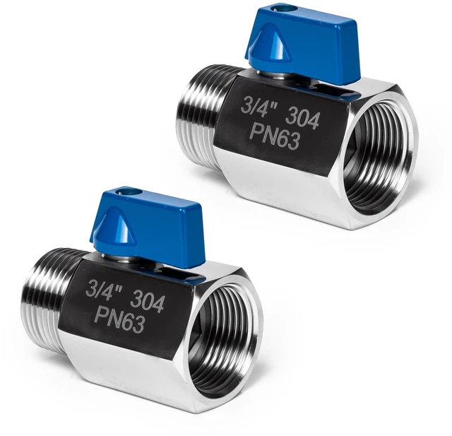 Main image of 2 Pack 3/4" Mini Ball Valve, 304 Stainless Steel Shut-Off Valve NPT Female x Male Thread Small Valves for Compact Space (2, 3/4 Inch)