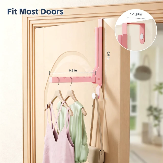 Alt view image 2 of 7 - 2 Pack Over The Door Drying Rack for Laundry, Over The Door Hanger Foldable, Heavy Duty Over The Door Hooks Hanger,Over Door Hook for Hanging Clothes,Rust-Resistant Over The Door Clothes Hanger