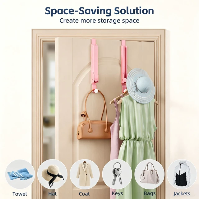 Alt view image 3 of 7 - 2 Pack Over The Door Drying Rack for Laundry, Over The Door Hanger Foldable, Heavy Duty Over The Door Hooks Hanger,Over Door Hook for Hanging Clothes,Rust-Resistant Over The Door Clothes Hanger