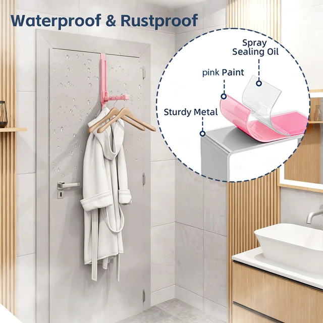 Alt view image 6 of 7 - 2 Pack Over The Door Drying Rack for Laundry, Over The Door Hanger Foldable, Heavy Duty Over The Door Hooks Hanger,Over Door Hook for Hanging Clothes,Rust-Resistant Over The Door Clothes Hanger