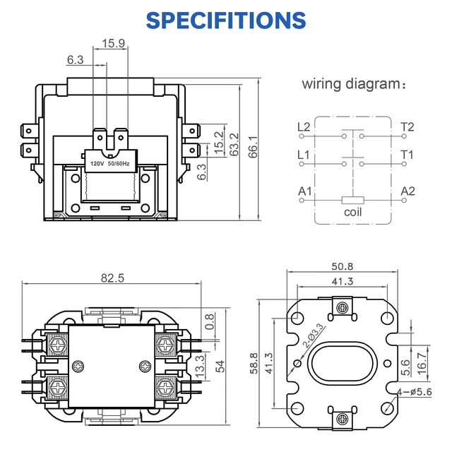 Alt view image 4 of 6 - 2 Poles FLA 30 Amp Coil 120 VAC Air Conditioner Condenser Compressor Contactor Motor Definite Purpose AC Contactor