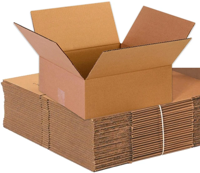 Main image of Shipping Boxes 13"L x 13"W x 5"H 25-Pack Flat Corrugated Cardboard for Packing, Moving and Storage