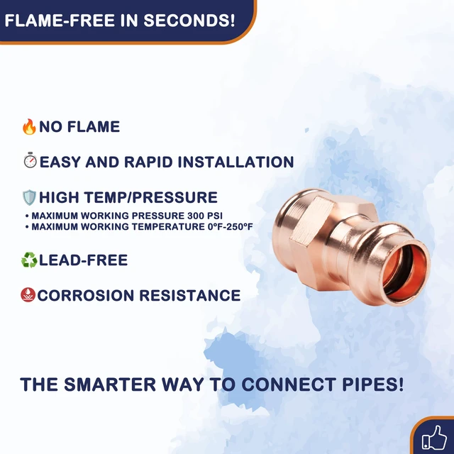 Alt view image 4 of 7 - Copper Press Fittings 3/4" Female Adapter x 3/4" Press 10 Pack