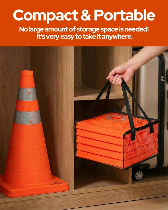Alt view image 3 of 7 - 4 Pack 28In Collapsible Traffic Safety Cones with Reflective Collar Multi Purpose Pop Up Cones for Road Safety, Parking Lot, Driving and Sport Training