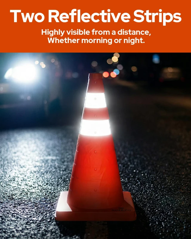 Alt view image 4 of 7 - 4 Pack 28In Collapsible Traffic Safety Cones with Reflective Collar Multi Purpose Pop Up Cones for Road Safety, Parking Lot, Driving and Sport Training