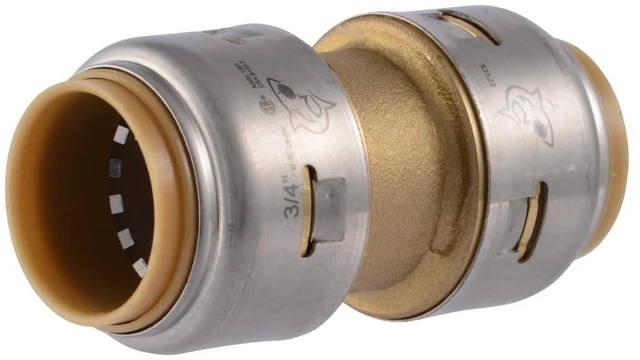 Main image of Max 3/4 Inch Coupling, Push to Connect Brass Plumbing Fitting, PEX Pipe, Copper, CPVC, PE-RT, HDPE, UR016A