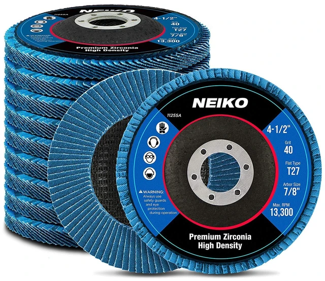 Main image of 11255A 10 Pack Jumbo Zirconia Flap Discs 4-1/2 Inch for Angle Grinder, 40 Grit T27 Flat Grinding Wheel, 7/8 Inch Arbor, Flap Wheel for Wood and Metal Sanding