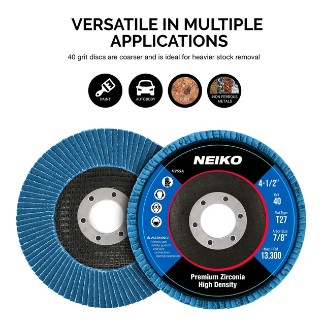 Alt view image 3 of 6 - 11255A 10 Pack Jumbo Zirconia Flap Discs 4-1/2 Inch for Angle Grinder, 40 Grit T27 Flat Grinding Wheel, 7/8 Inch Arbor, Flap Wheel for Wood and Metal Sanding