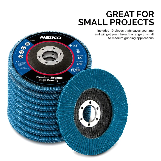 Alt view image 4 of 6 - 11255A 10 Pack Jumbo Zirconia Flap Discs 4-1/2 Inch for Angle Grinder, 40 Grit T27 Flat Grinding Wheel, 7/8 Inch Arbor, Flap Wheel for Wood and Metal Sanding