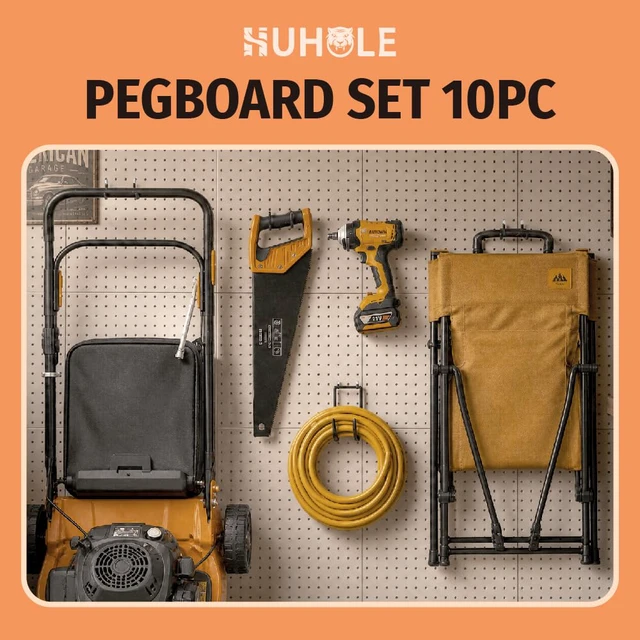 Alt view image 7 of 7 - 10 Pack Pegboard Drill Holder Utility Hooks for 1/4 Inch Pegboard Tool Holders with 20 lb Capacity for Power Tools, Hammers, Cords, Hoses, Shovels, Brooms and Garage Storage