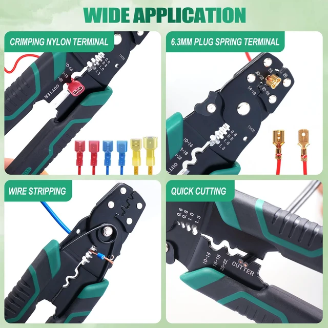 Alt view image 3 of 7 - /100PCS Nylon Spade Connectors Kit 22-10 Gauge Quick Disconnect Fully Insulated Male and Female Wire Spade Terminal Assortment Kit and Wire Crimper Tool with Stripper Cutter