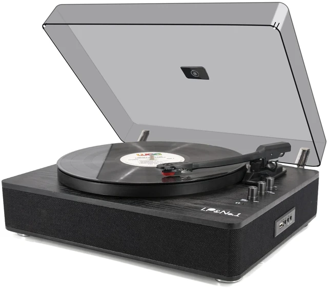 Main image of 9-in-1 Bluetooth Vinyl Record Player with Stereo Speakers USB play & Record vinyl to MP3, Pitch Control,Full-size 3-speed Turntable&Belt Drive,Phono Preamp,AUX IN,RCA &Headphone Out