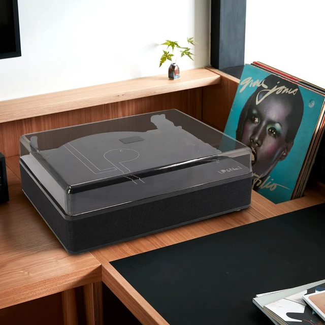 Alt view image 4 of 7 - 9-in-1 Bluetooth Vinyl Record Player with Stereo Speakers USB play & Record vinyl to MP3, Pitch Control,Full-size 3-speed Turntable&Belt Drive,Phono Preamp,AUX IN,RCA &Headphone Out