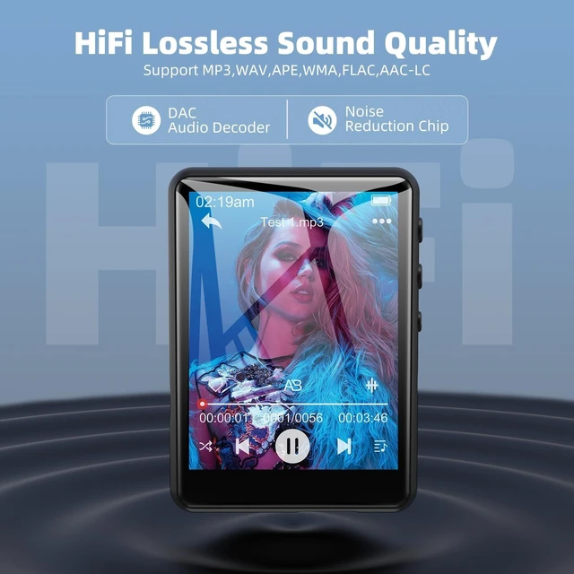 Alt view image 5 of 7 - 64GB MP3 Player with Bluetooth5.3, 2.4-Inch HD Full Touch Screen, Portable Lossless Sound Music Player with HD Speaker, mp3 with FM Radio Recording e-Book, Record, Earphone Included
