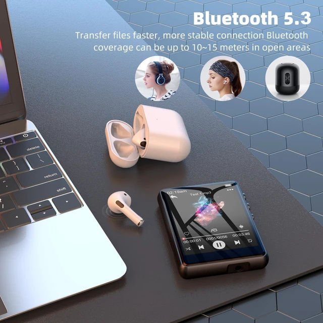Alt view image 4 of 7 - 64GB MP3 Player with Bluetooth5.3, 2.4-Inch HD Full Touch Screen, Portable Lossless Sound Music Player with HD Speaker, mp3 with FM Radio Recording e-Book, Record, Earphone Included