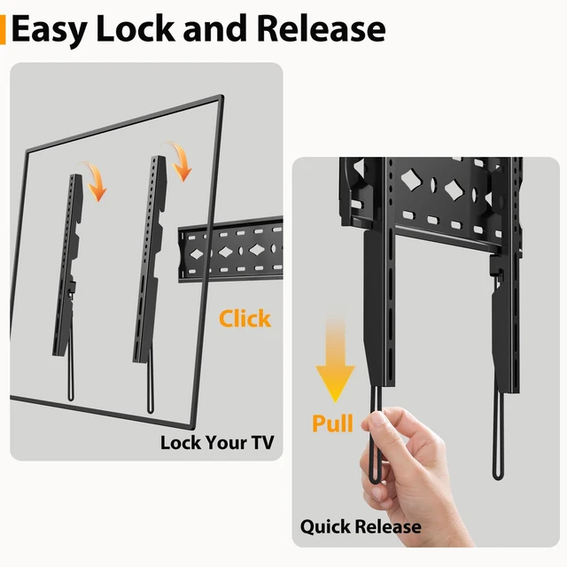 Alt view image 2 of 7 - TV Wall Mount Quick Release for 26-70 inch TV Bracket Ultra Slim Fit Most Flat Screen and Curved Television,Max VESA 400x400mm Hold up to 99 lbs,Fixed Monitor Bracket Low Profile Wall Mount