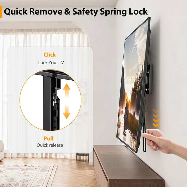 Alt view image 4 of 7 - TV Wall Mount Quick Release for 26-70 inch TV Bracket Ultra Slim Fit Most Flat Screen and Curved Television,Max VESA 400x400mm Hold up to 99 lbs,Fixed Monitor Bracket Low Profile Wall Mount